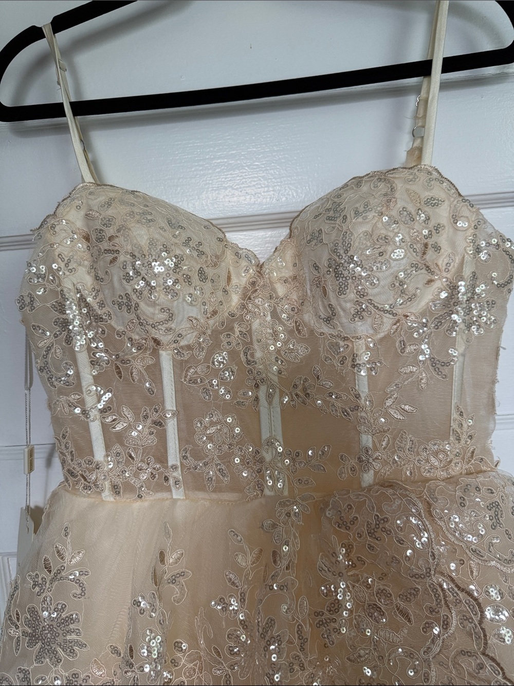 Gallery lace and sequin Bridal Dress in Champagne Coquette Fairy - Picture 4 of 11
